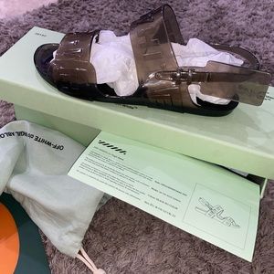 Off White Zip-Tie Jelly Slingback Sandals - Black